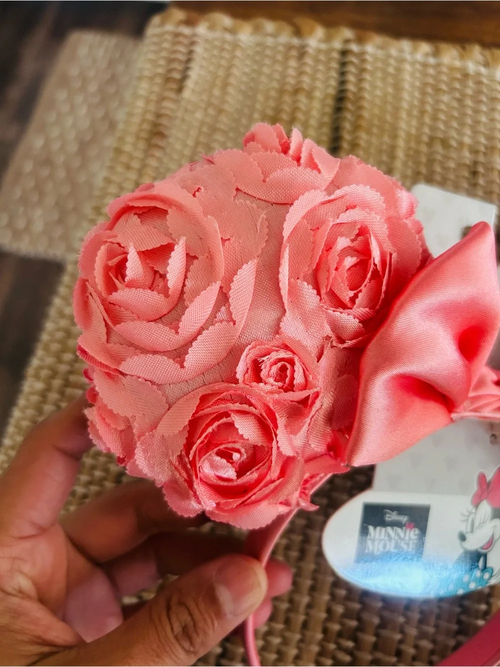 Disney Minnie Mouse Pink Rose Bow Headband